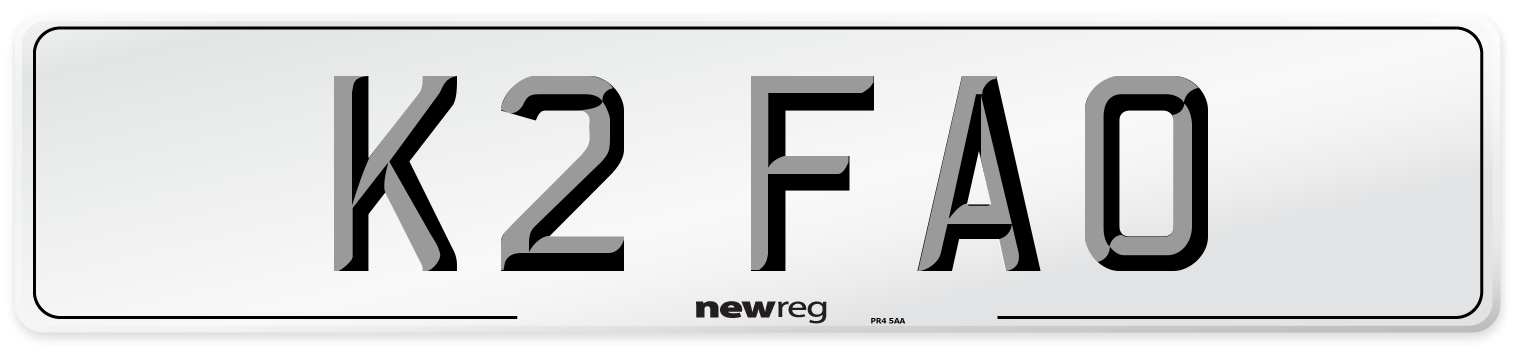 K2 FAO Number Plate from New Reg
